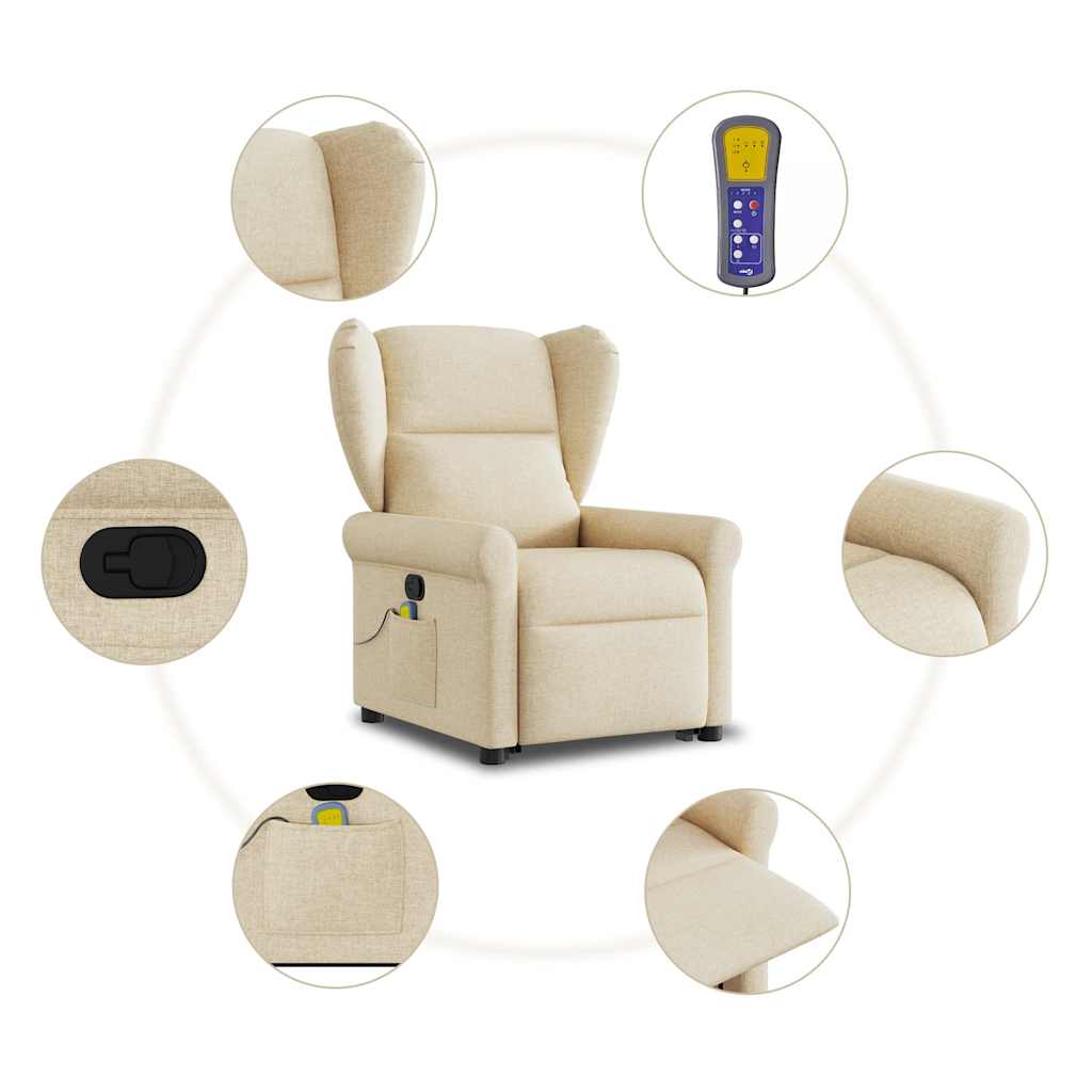 Sta-op-massagestoel verstelbaar stof crèmekleurig is nu te koop bij PeponiXL, paradijselijk wonen!