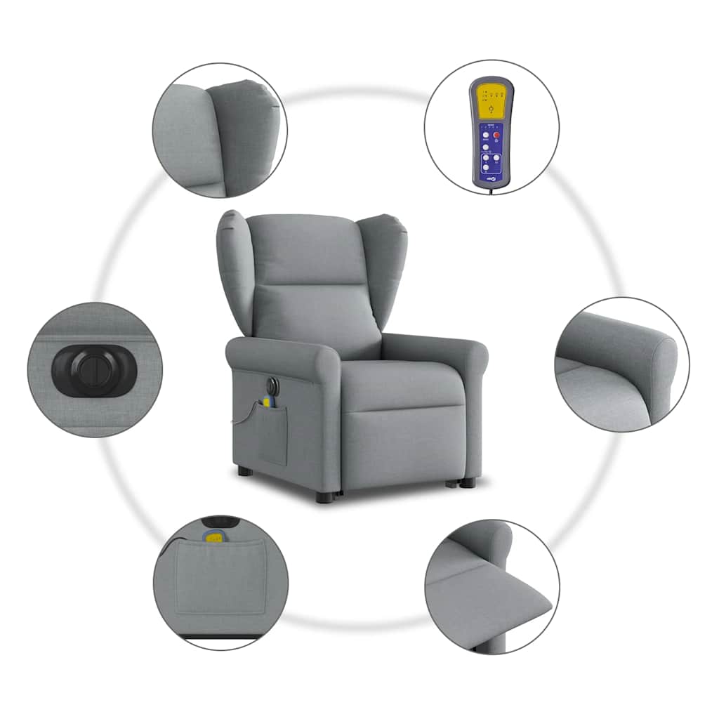 Sta-op-massagestoel elektrisch verstelbaar stof lichtgrijs is nu te koop bij PeponiXL, paradijselijk wonen!