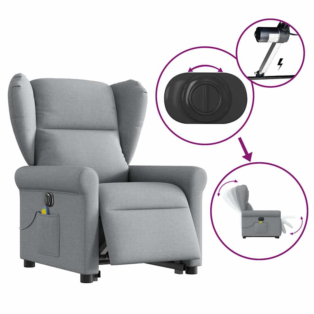 Sta-op-massagestoel elektrisch verstelbaar stof lichtgrijs is nu te koop bij PeponiXL, paradijselijk wonen!