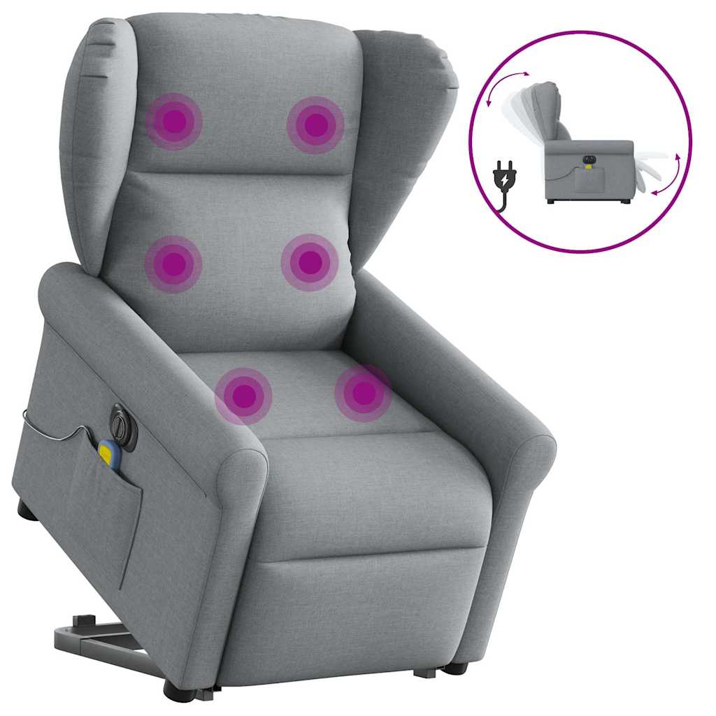 Sta-op-massagestoel elektrisch verstelbaar stof lichtgrijs is nu te koop bij PeponiXL, paradijselijk wonen!