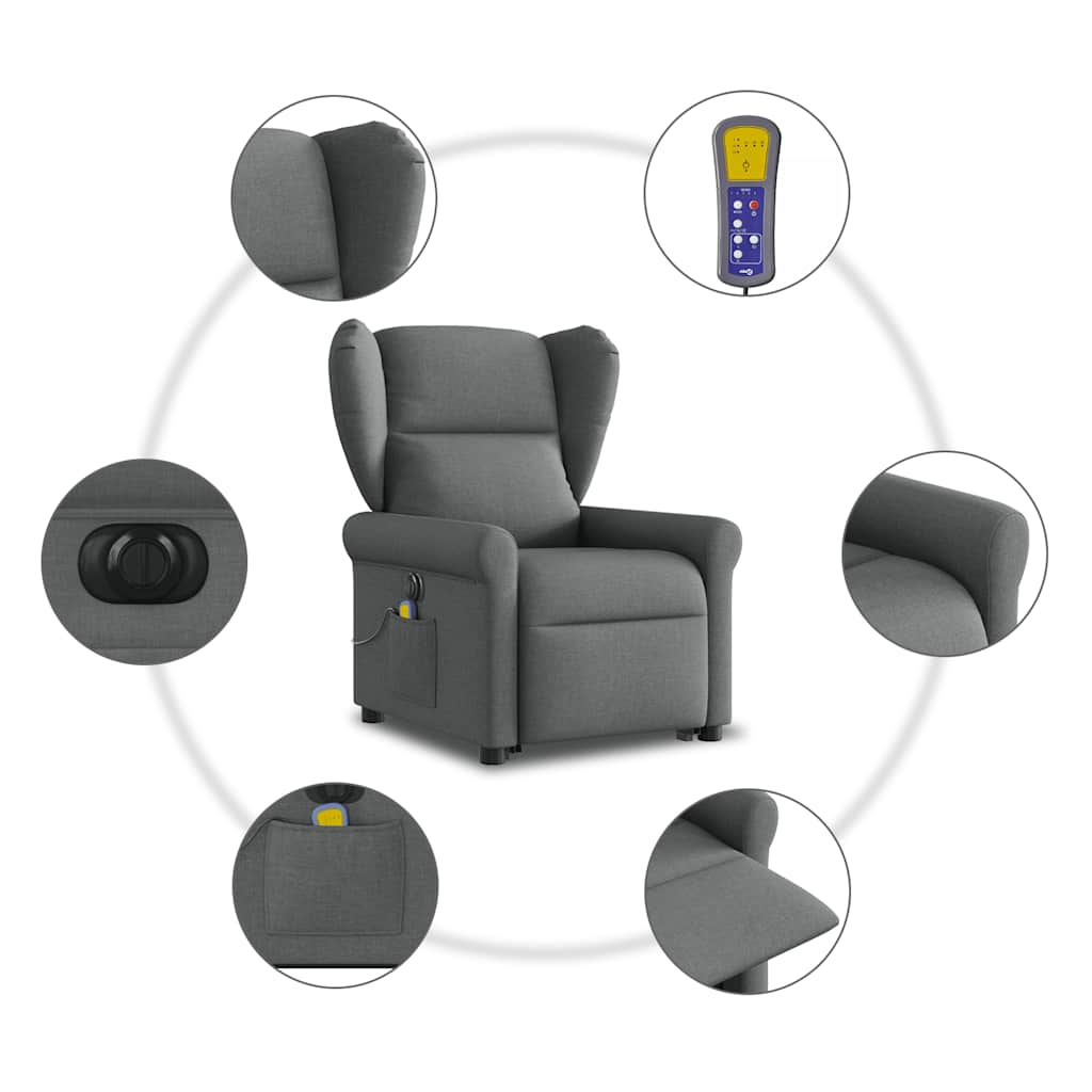Sta-op-massagestoel elektrisch verstelbaar stof donkergrijs is nu te koop bij PeponiXL, paradijselijk wonen!