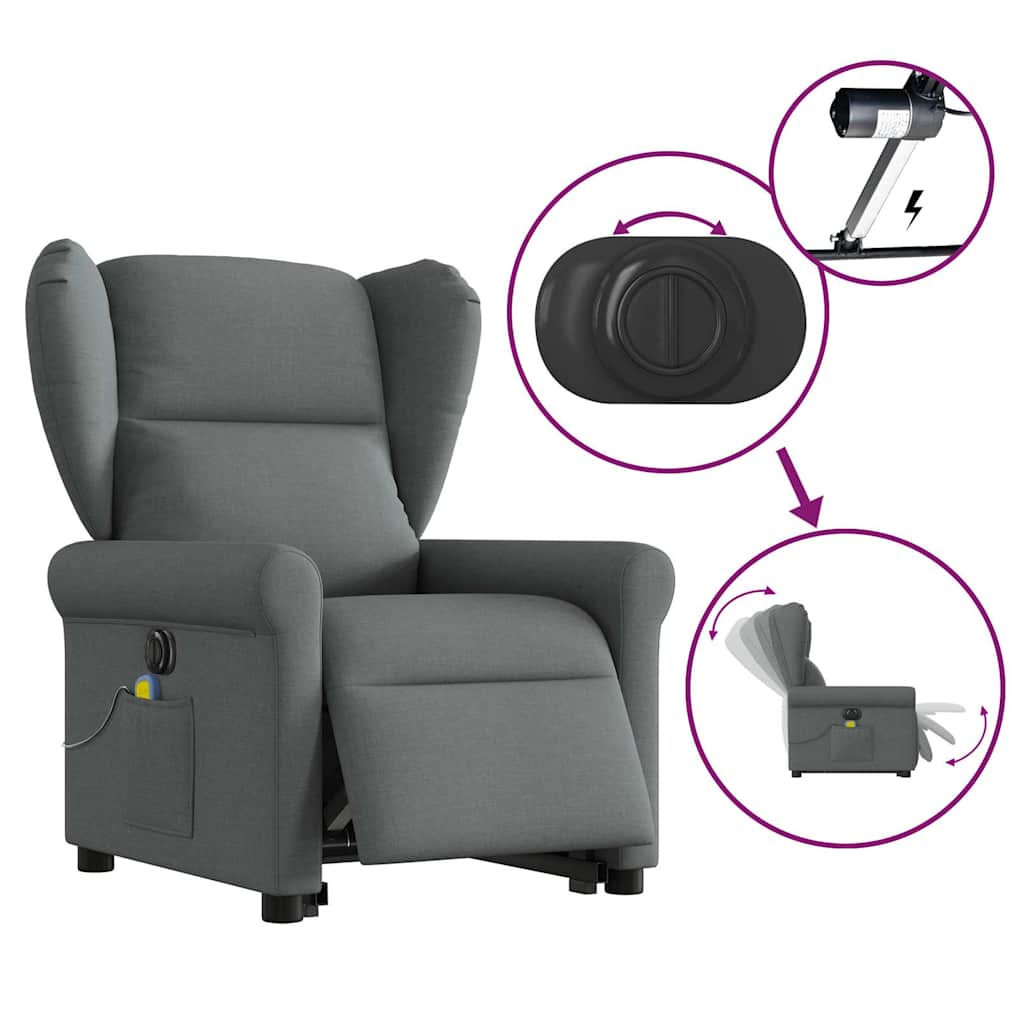 Sta-op-massagestoel elektrisch verstelbaar stof donkergrijs is nu te koop bij PeponiXL, paradijselijk wonen!