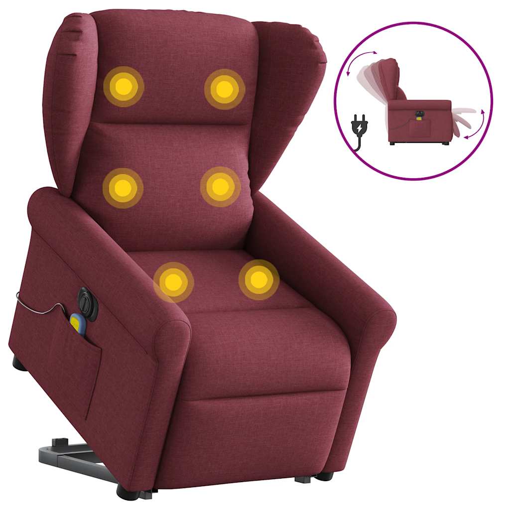 Sta-op-massagestoel elektrisch verstelbaar stof wijnrood is nu te koop bij PeponiXL, paradijselijk wonen!