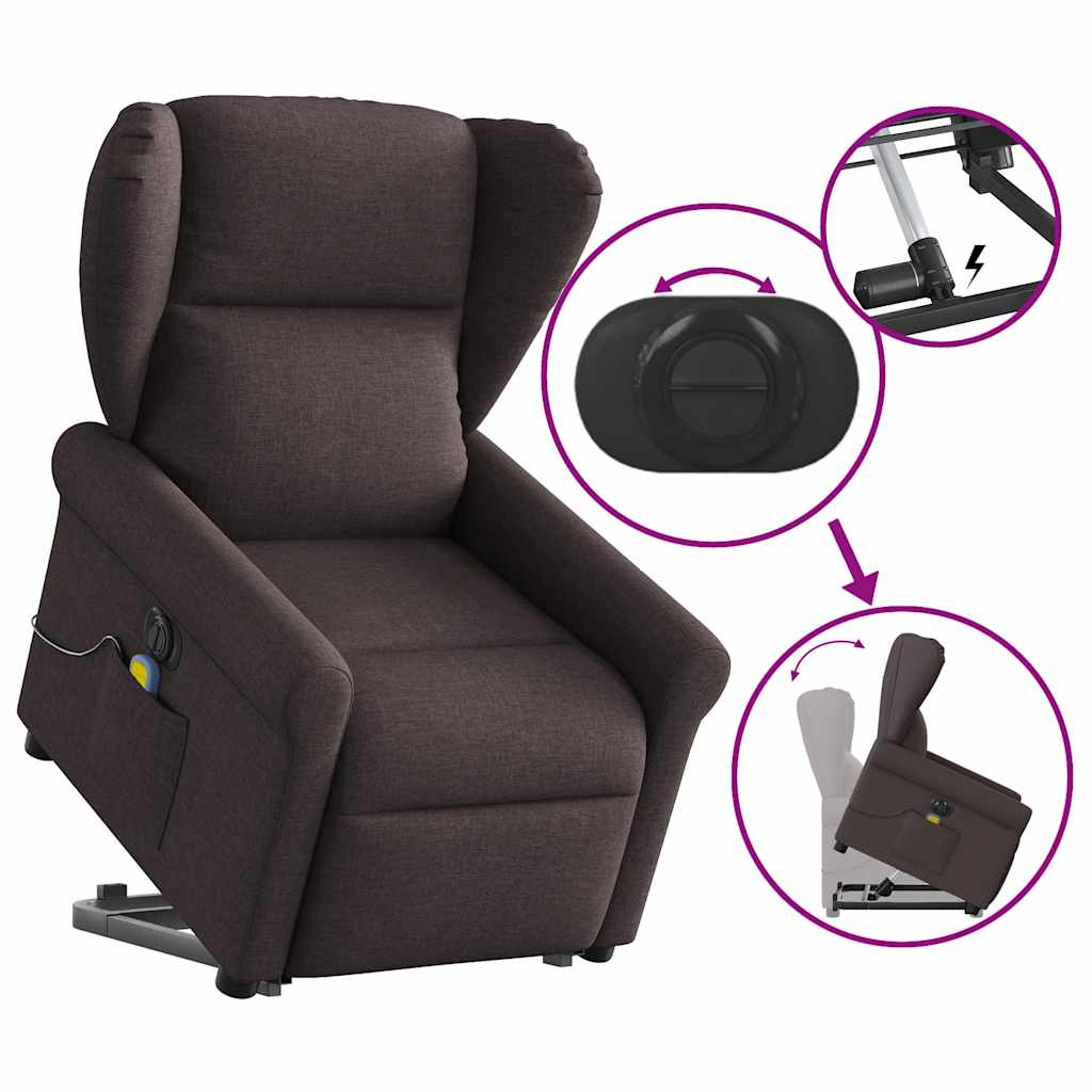 Sta-op-massagestoel elektrisch verstelbaar stof donkerbruin is nu te koop bij PeponiXL, paradijselijk wonen!