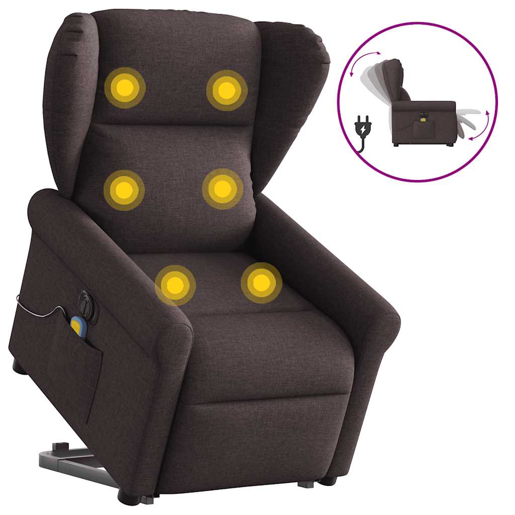 Sta-op-massagestoel elektrisch verstelbaar stof donkerbruin is nu te koop bij PeponiXL, paradijselijk wonen!