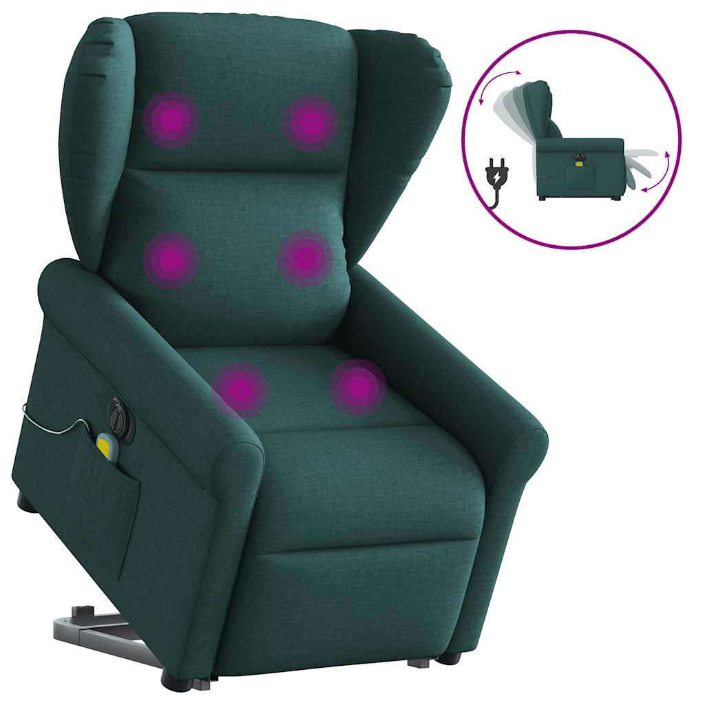 Sta-op-massagestoel elektrisch verstelbaar stof donkergroen is nu te koop bij PeponiXL, paradijselijk wonen!