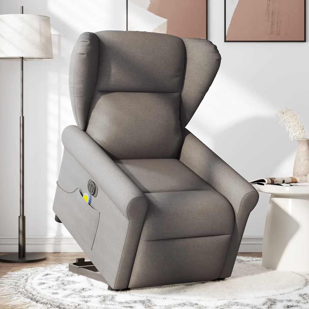 Sta-op-massagestoel elektrisch verstelbaar stof taupe is nu te koop bij PeponiXL, paradijselijk wonen!