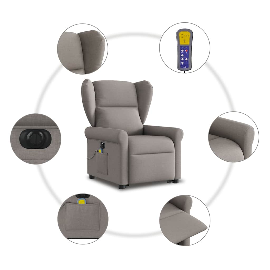 Sta-op-massagestoel elektrisch verstelbaar stof taupe is nu te koop bij PeponiXL, paradijselijk wonen!