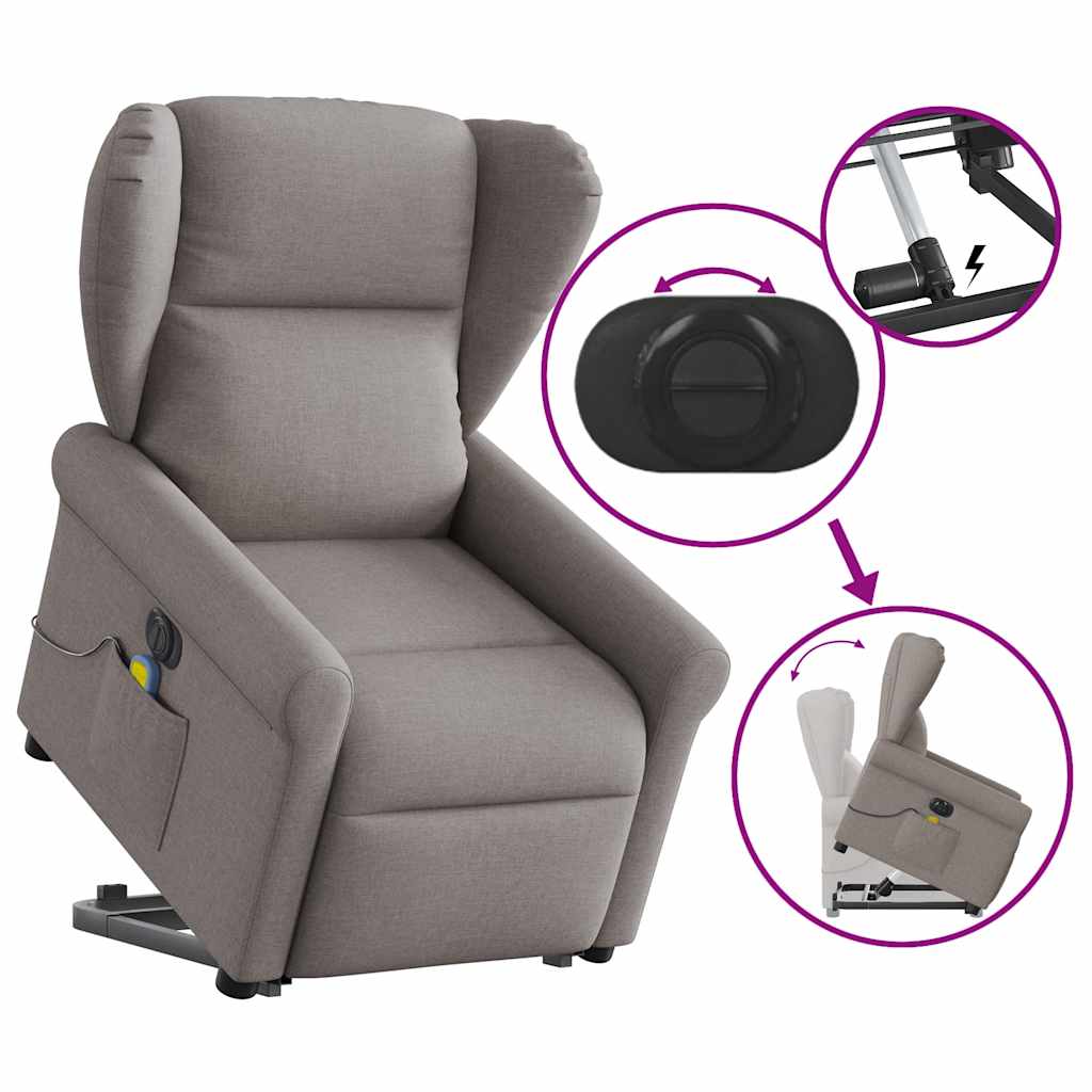 Sta-op-massagestoel elektrisch verstelbaar stof taupe is nu te koop bij PeponiXL, paradijselijk wonen!