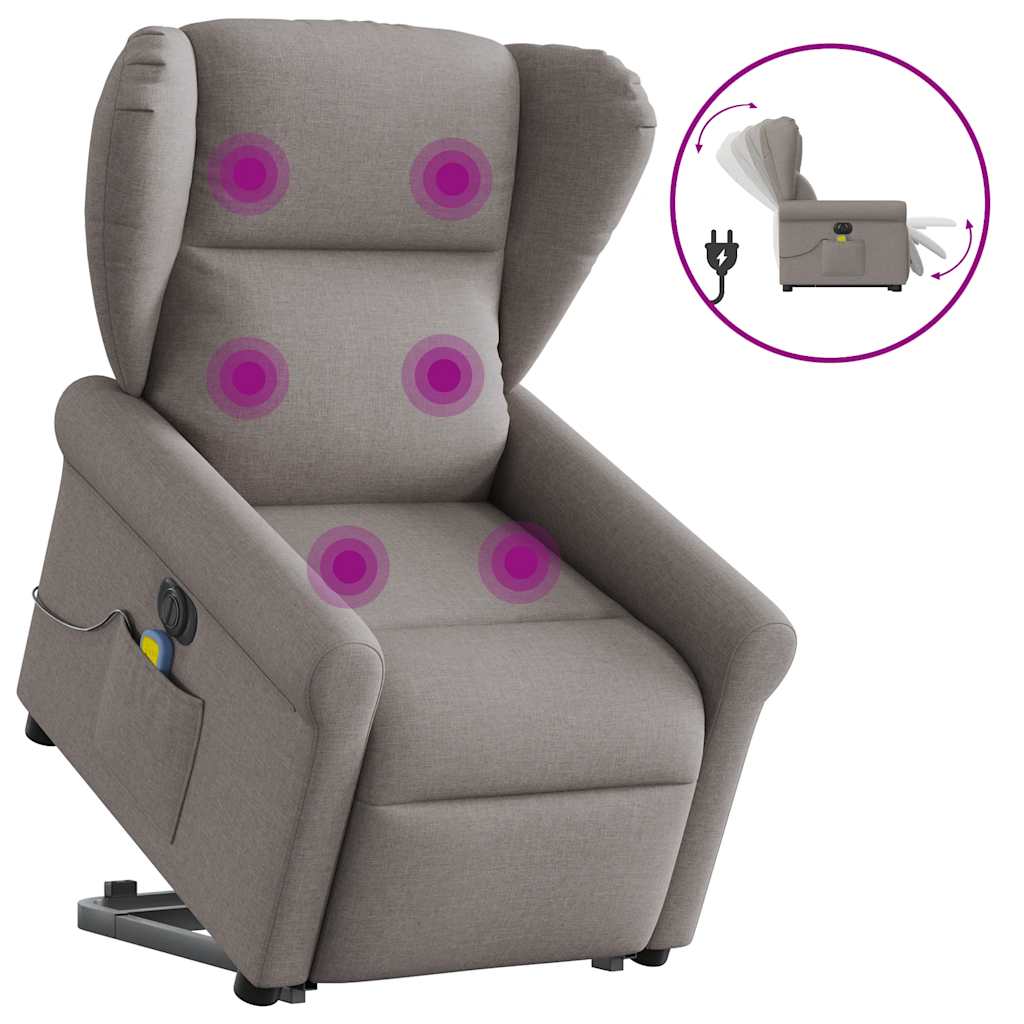 Sta-op-massagestoel elektrisch verstelbaar stof taupe is nu te koop bij PeponiXL, paradijselijk wonen!