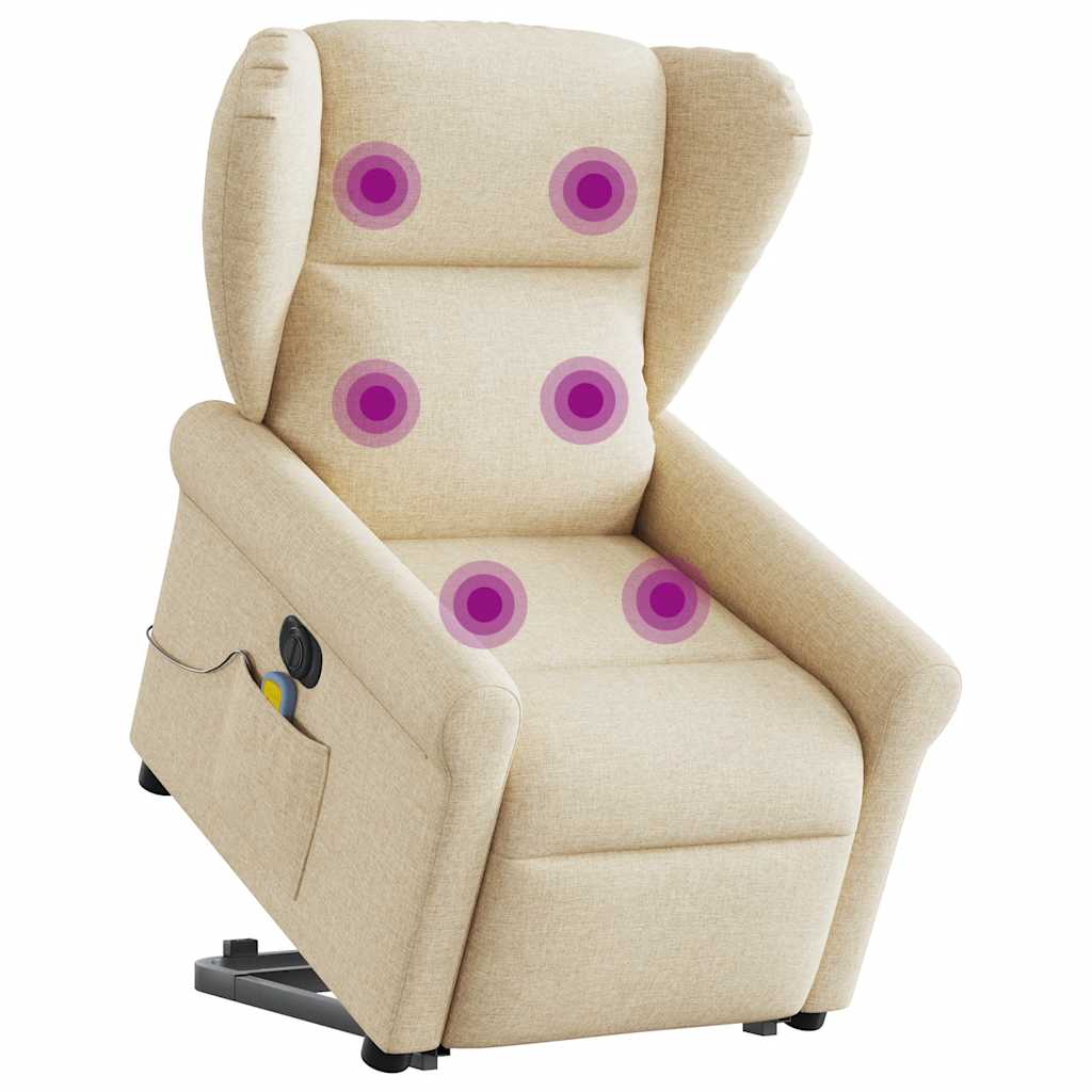 Sta-op-massagestoel elektrisch verstelbaar stof crèmekleurig is nu te koop bij PeponiXL, paradijselijk wonen!
