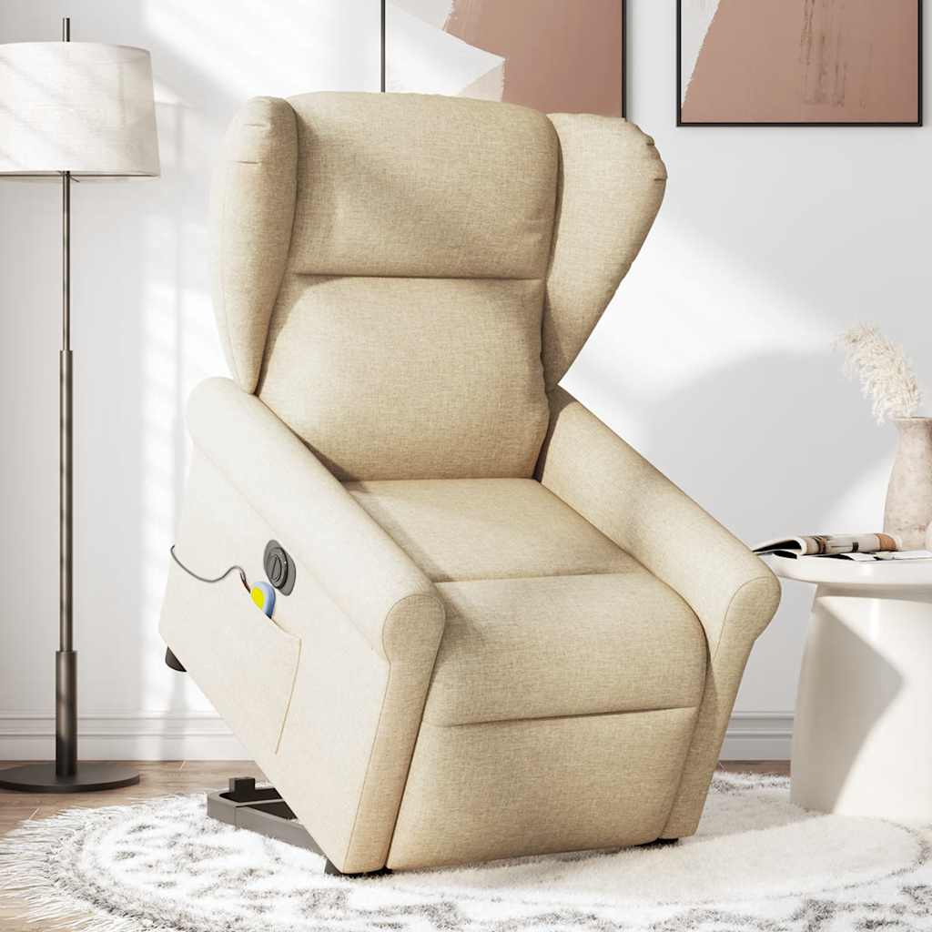 Sta-op-massagestoel elektrisch verstelbaar stof crèmekleurig is nu te koop bij PeponiXL, paradijselijk wonen!