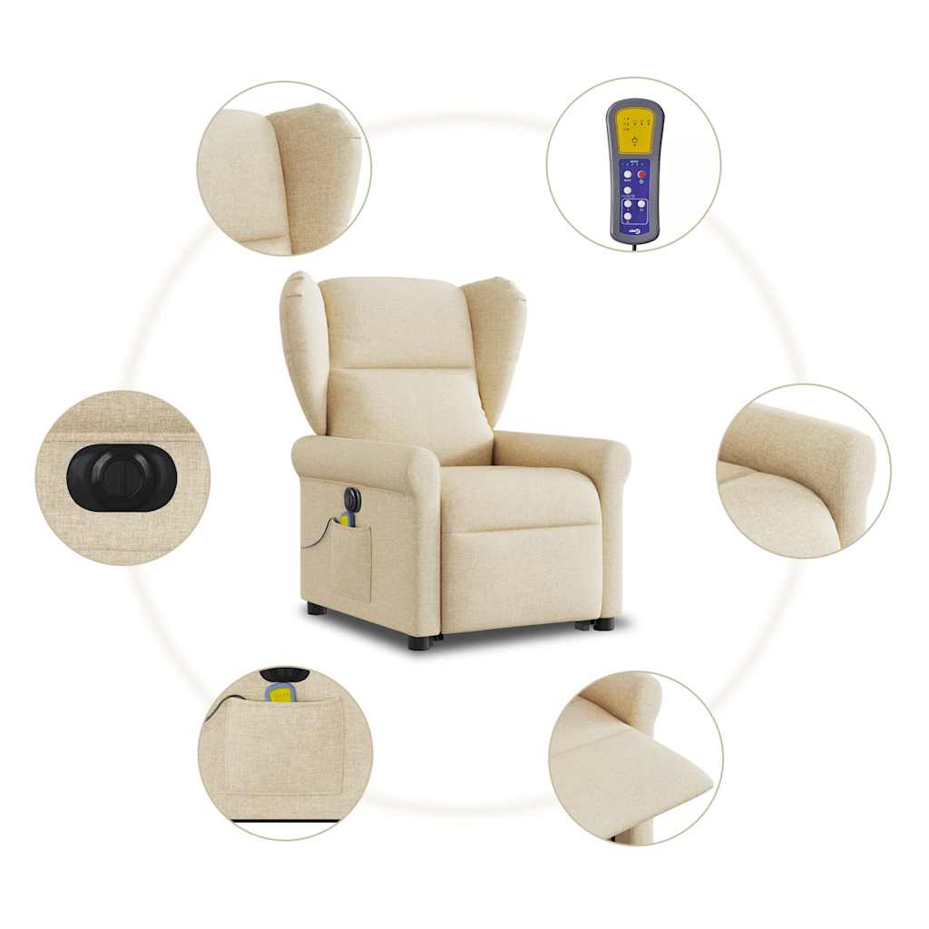 Sta-op-massagestoel elektrisch verstelbaar stof crèmekleurig is nu te koop bij PeponiXL, paradijselijk wonen!