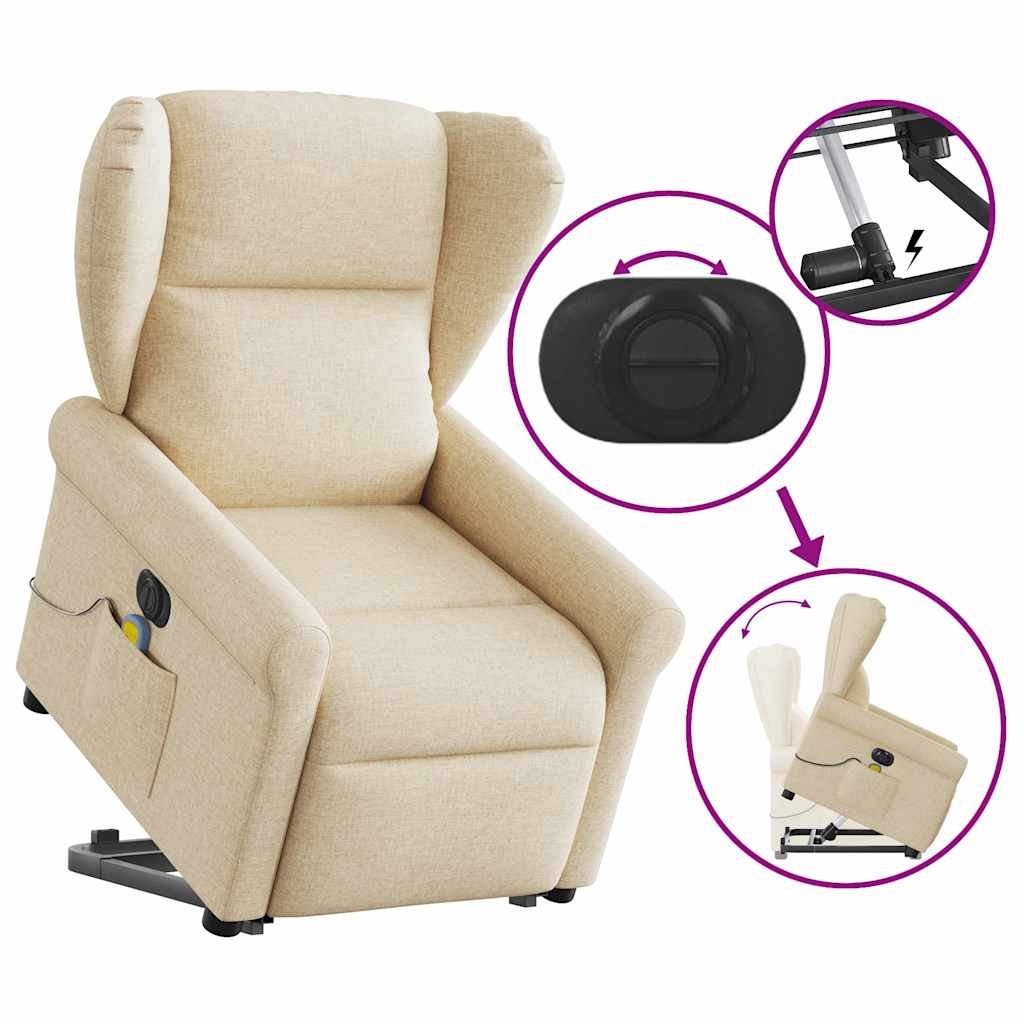 Sta-op-massagestoel elektrisch verstelbaar stof crèmekleurig is nu te koop bij PeponiXL, paradijselijk wonen!