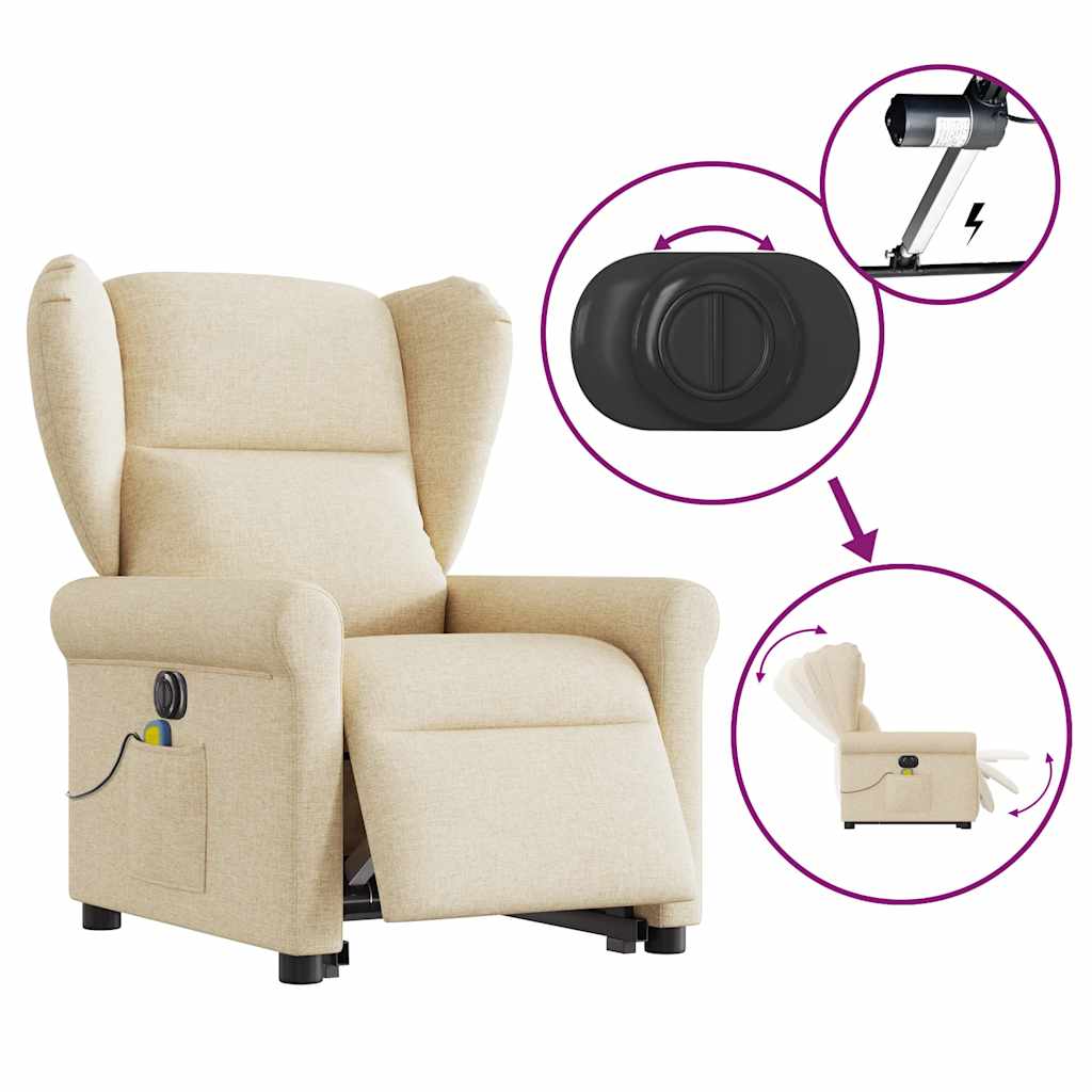 Sta-op-massagestoel elektrisch verstelbaar stof crèmekleurig is nu te koop bij PeponiXL, paradijselijk wonen!