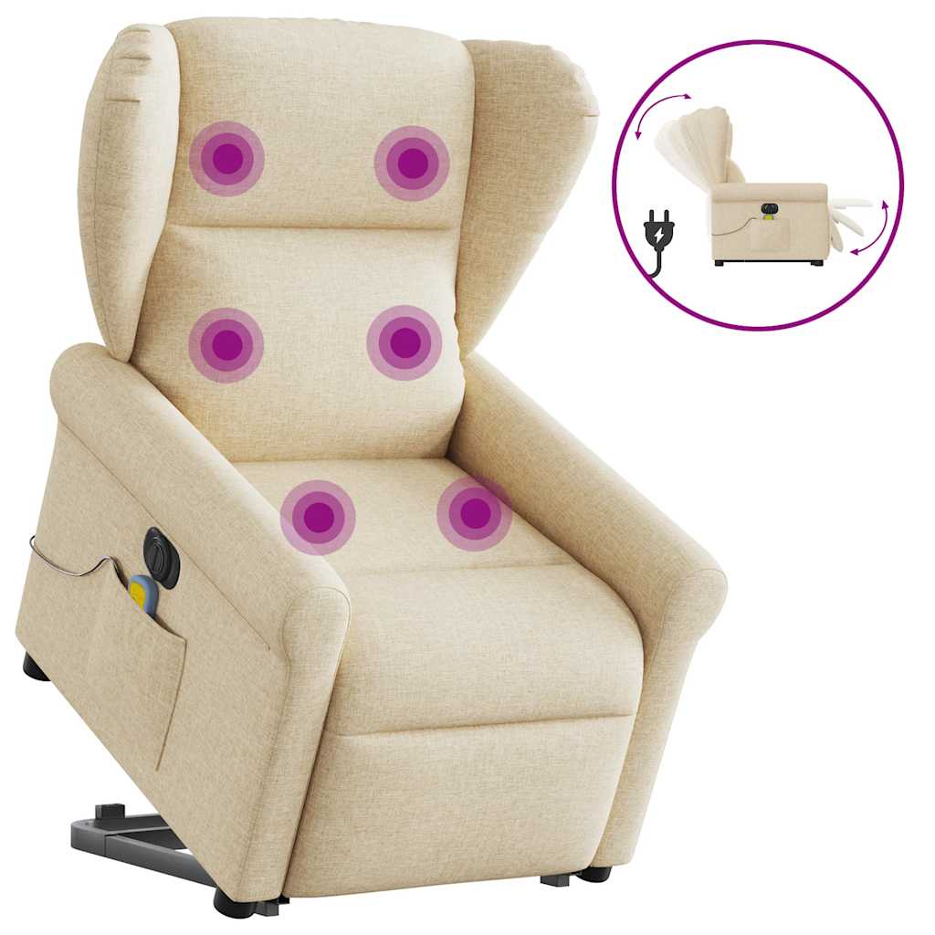 Sta-op-massagestoel elektrisch verstelbaar stof crèmekleurig is nu te koop bij PeponiXL, paradijselijk wonen!