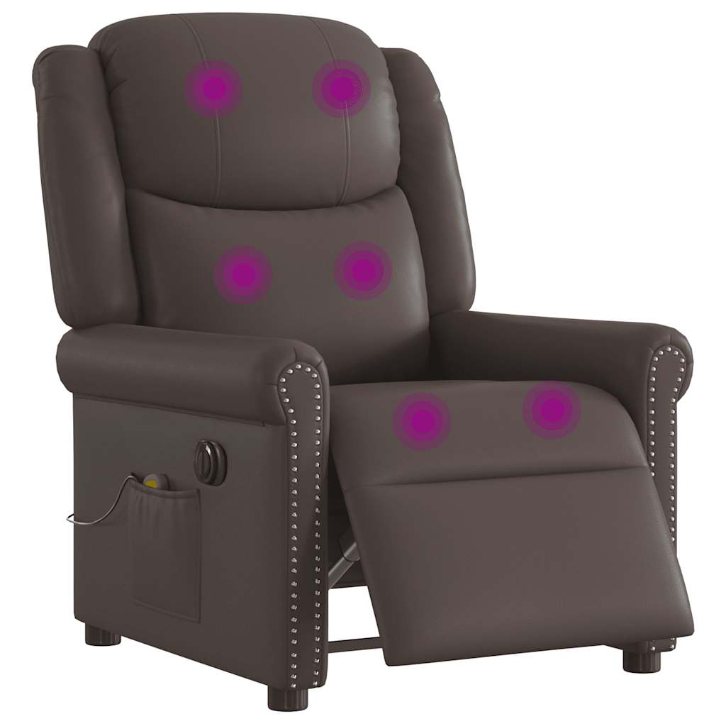 Massagestoel elektrisch verstelbaar kunstleer glanzend bruin is nu te koop bij PeponiXL, paradijselijk wonen!
