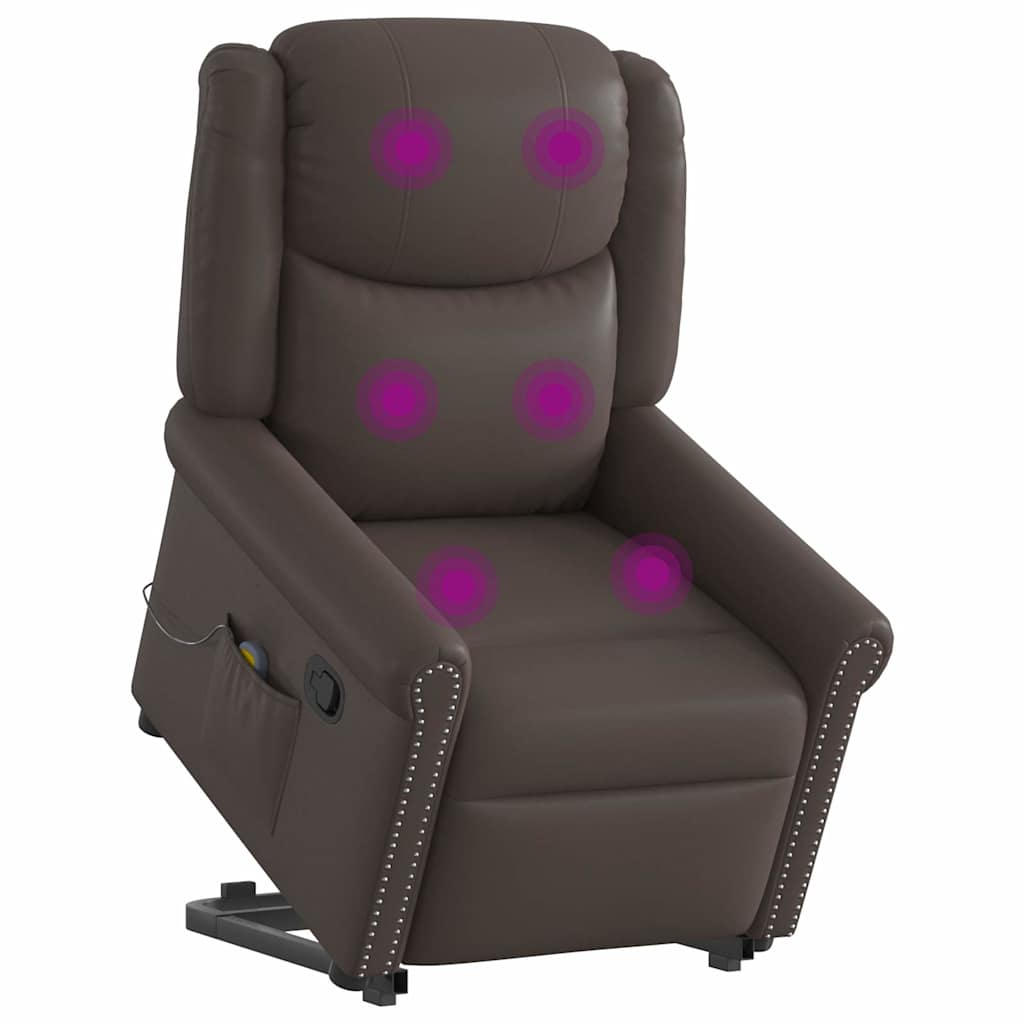 Sta-op-massagestoel verstelbaar kunstleer glanzend bruin is nu te koop bij PeponiXL, paradijselijk wonen!