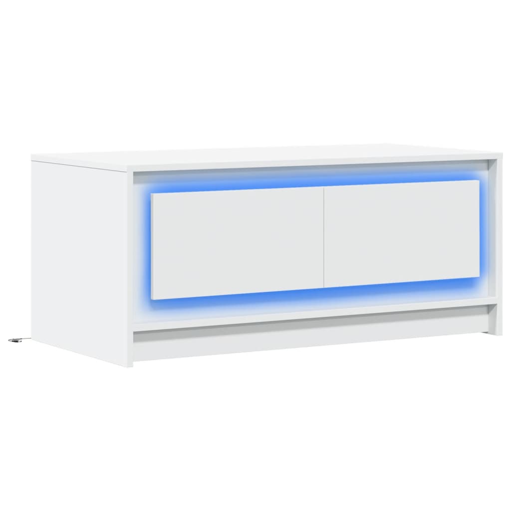 Salontafel met LED-verlichting bewerkt hout wit is nu te koop bij PeponiXL, paradijselijk wonen!