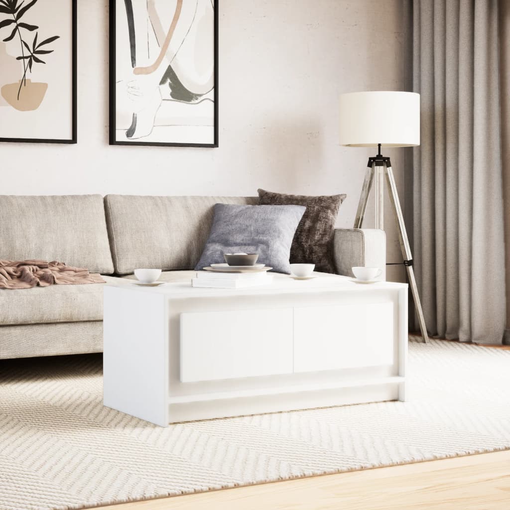 Salontafel met LED-verlichting bewerkt hout wit is nu te koop bij PeponiXL, paradijselijk wonen!