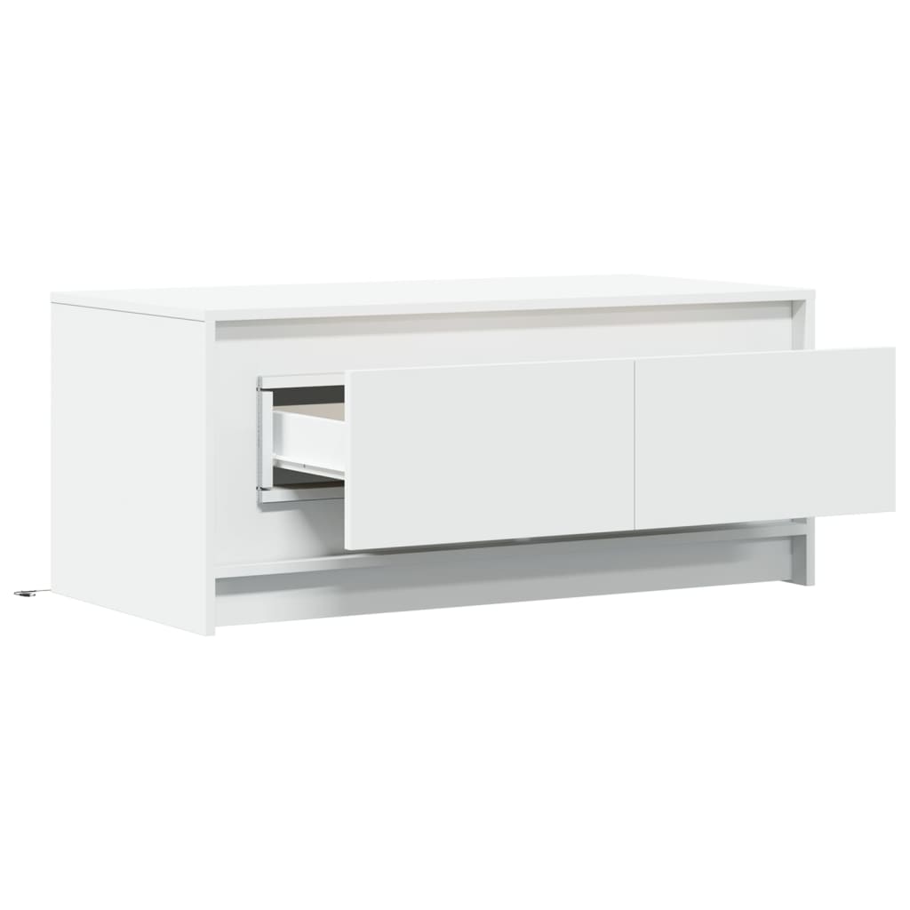 Salontafel met LED-verlichting bewerkt hout wit is nu te koop bij PeponiXL, paradijselijk wonen!