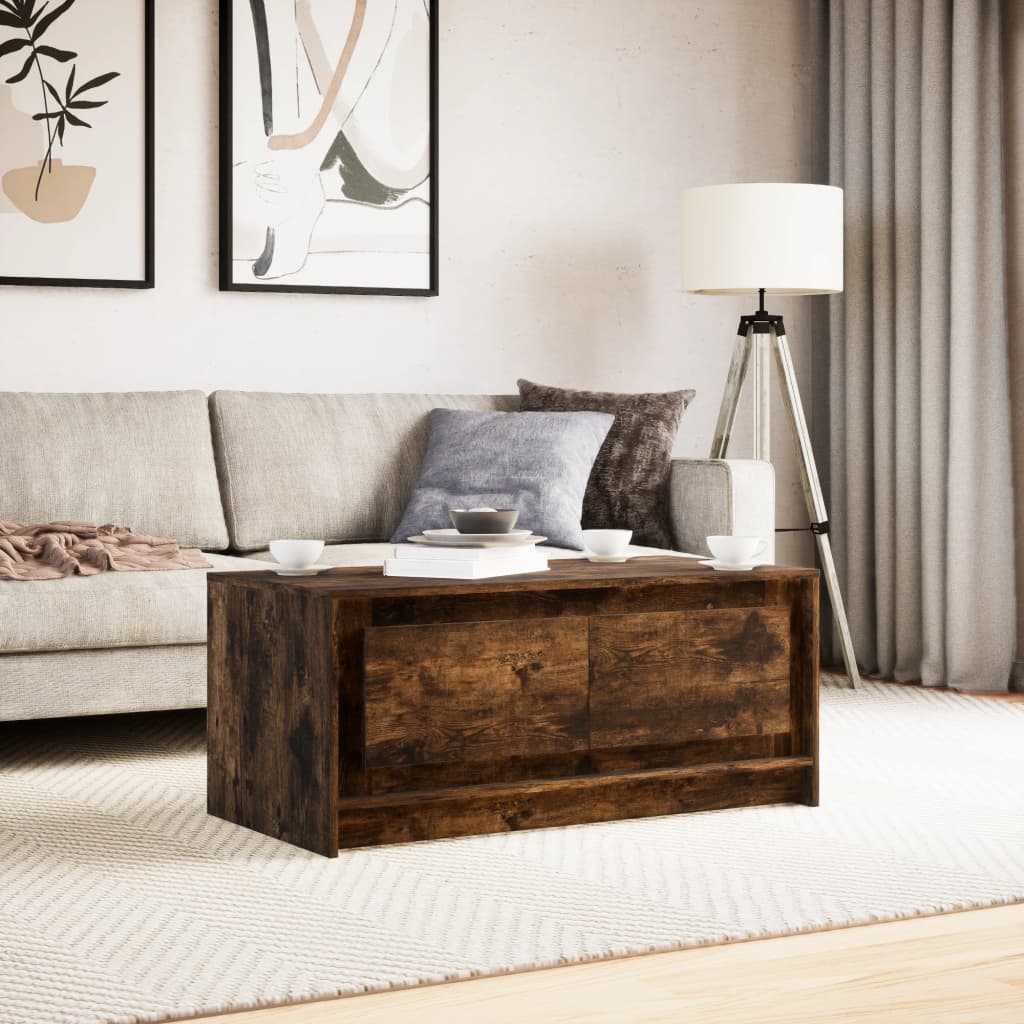 Salontafel met LED-verlichting bewerkt hout gerookt eikenkleur is nu te koop bij PeponiXL, paradijselijk wonen!
