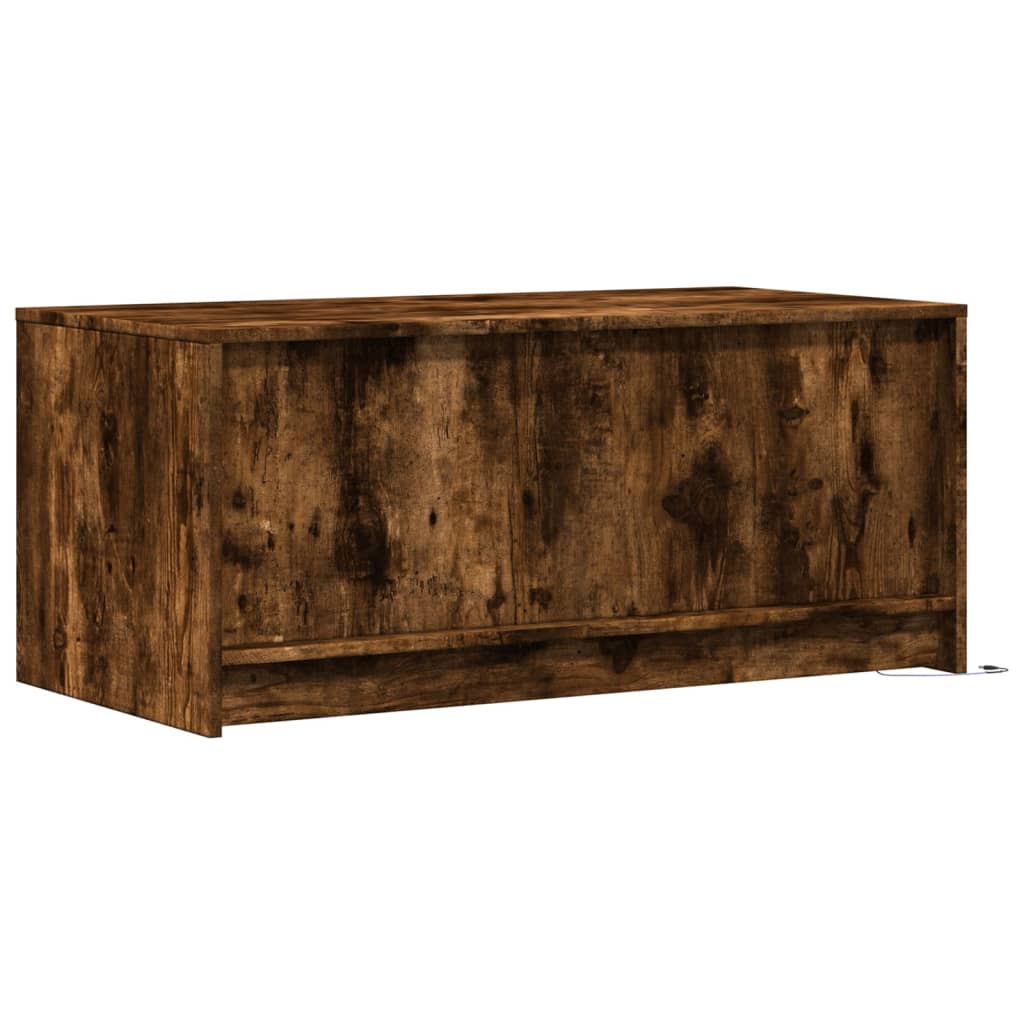 Salontafel met LED-verlichting bewerkt hout gerookt eikenkleur is nu te koop bij PeponiXL, paradijselijk wonen!