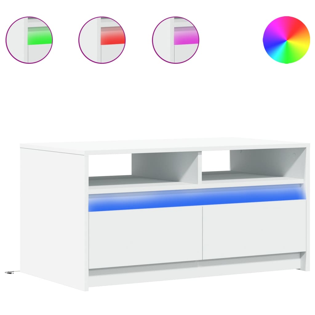Salontafel met LED-verlichting bewerkt hout wit is nu te koop bij PeponiXL, paradijselijk wonen!