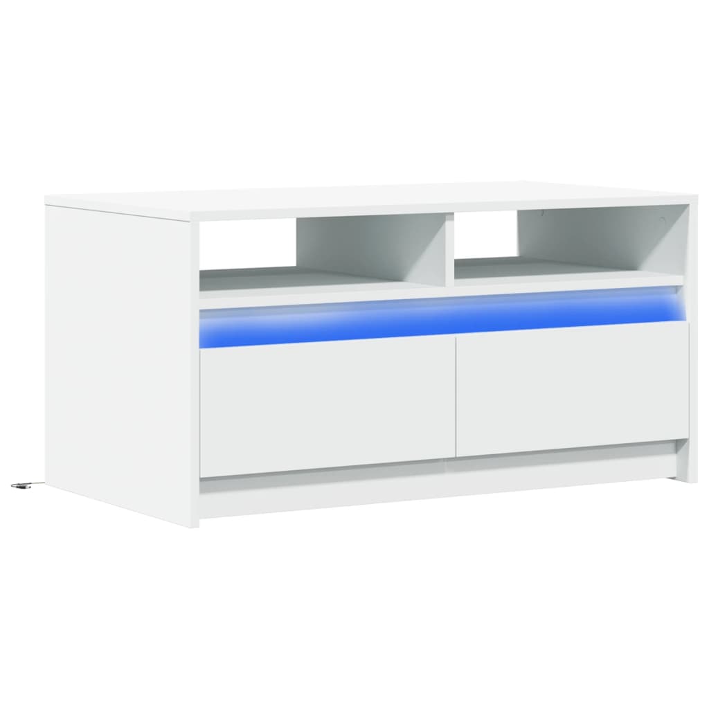 Salontafel met LED-verlichting bewerkt hout wit is nu te koop bij PeponiXL, paradijselijk wonen!