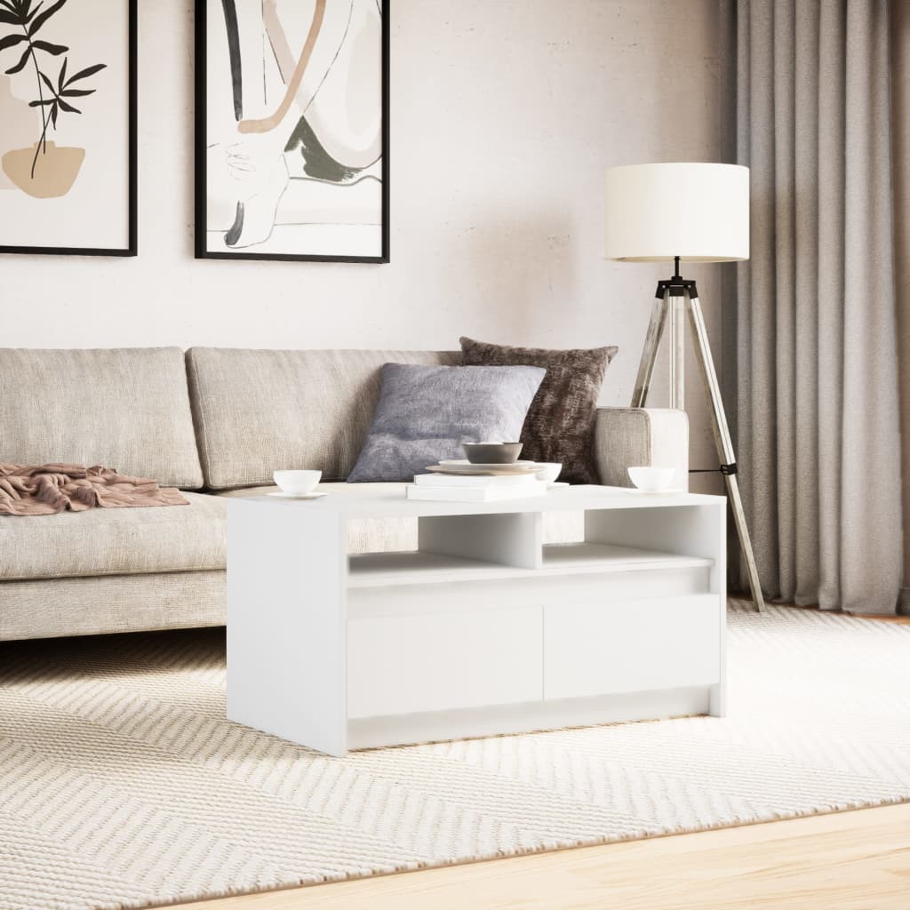 Salontafel met LED-verlichting bewerkt hout wit is nu te koop bij PeponiXL, paradijselijk wonen!