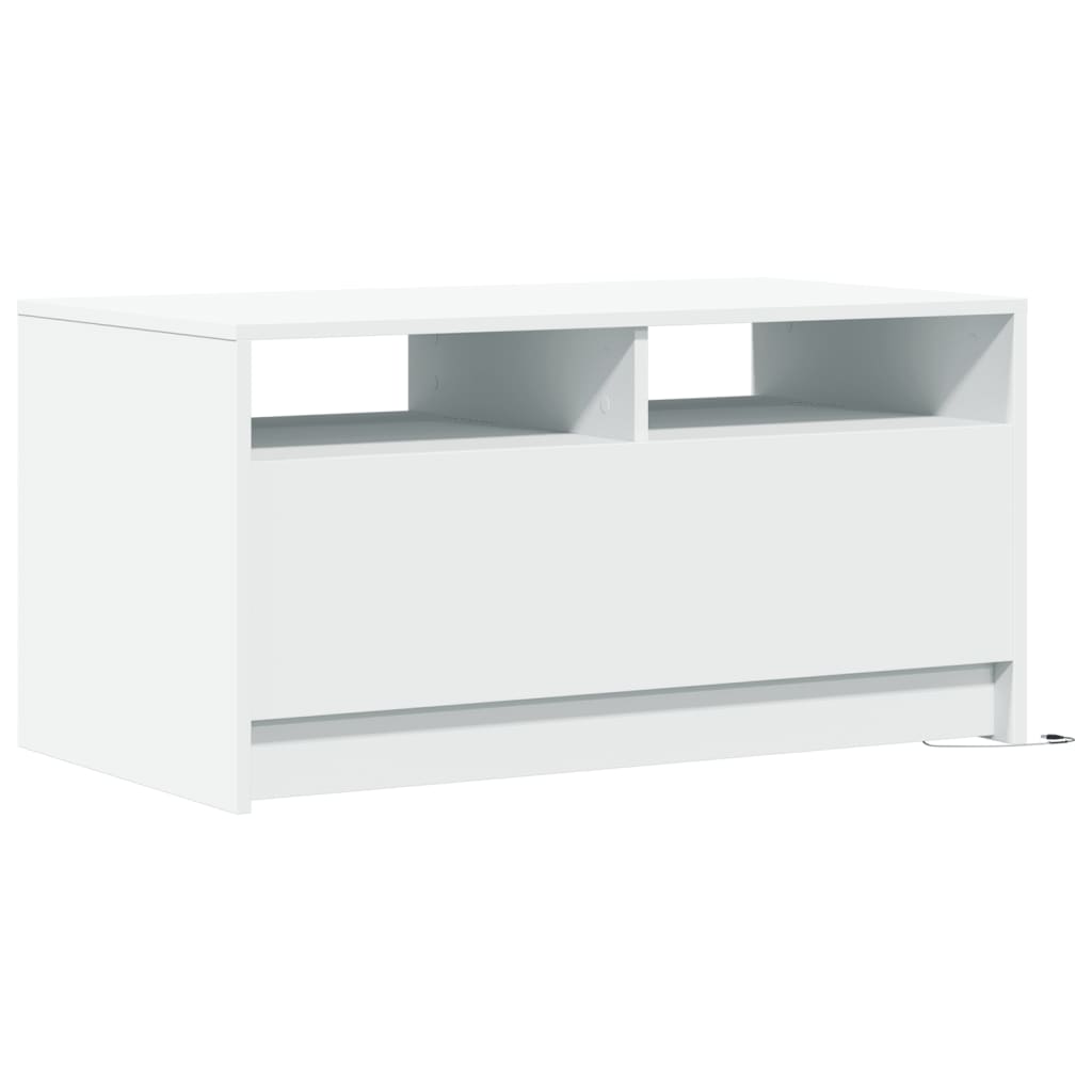 Salontafel met LED-verlichting bewerkt hout wit is nu te koop bij PeponiXL, paradijselijk wonen!