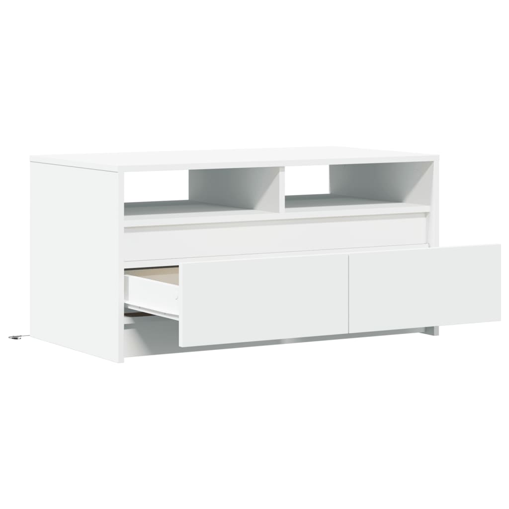 Salontafel met LED-verlichting bewerkt hout wit is nu te koop bij PeponiXL, paradijselijk wonen!