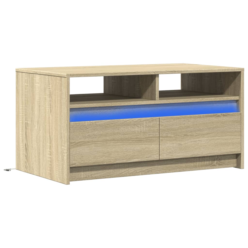 Salontafel met LED-verlichting bewerkt hout sonoma eikenkleurig is nu te koop bij PeponiXL, paradijselijk wonen!