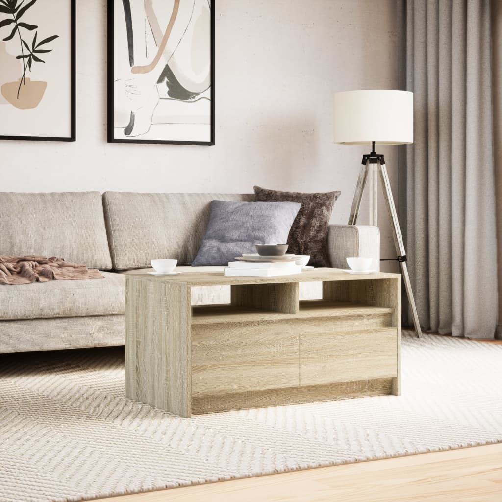 Salontafel met LED-verlichting bewerkt hout sonoma eikenkleurig is nu te koop bij PeponiXL, paradijselijk wonen!