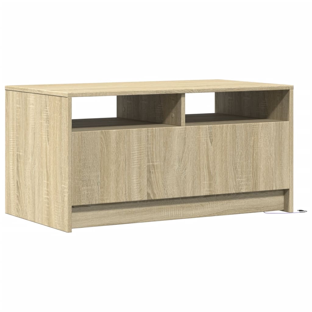 Salontafel met LED-verlichting bewerkt hout sonoma eikenkleurig is nu te koop bij PeponiXL, paradijselijk wonen!