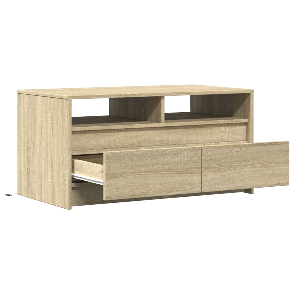 Salontafel met LED-verlichting bewerkt hout sonoma eikenkleurig is nu te koop bij PeponiXL, paradijselijk wonen!