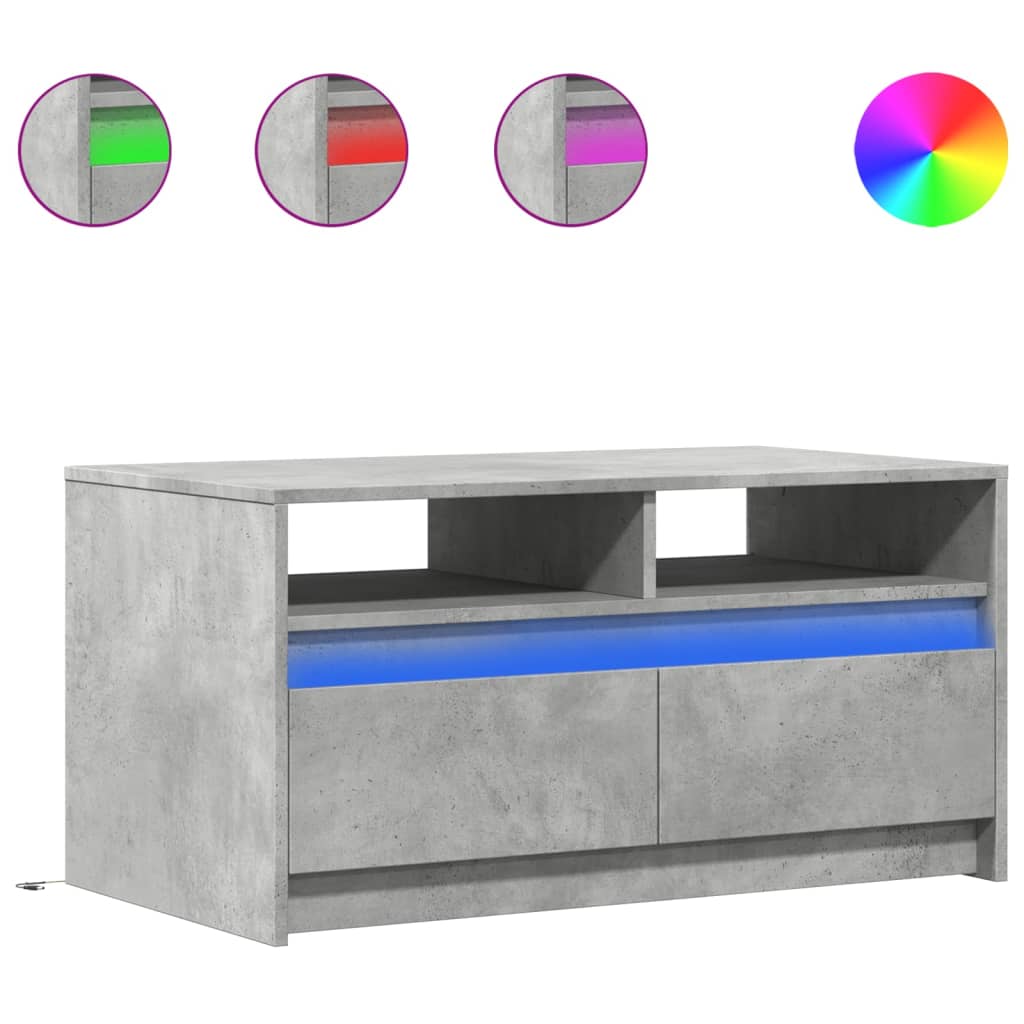 Salontafel met LED-verlichting bewerkt hout betongrijs is nu te koop bij PeponiXL, paradijselijk wonen!