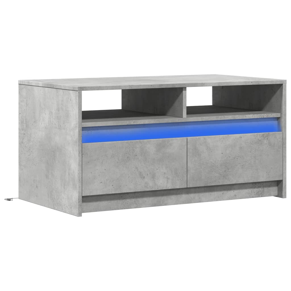 Salontafel met LED-verlichting bewerkt hout betongrijs is nu te koop bij PeponiXL, paradijselijk wonen!