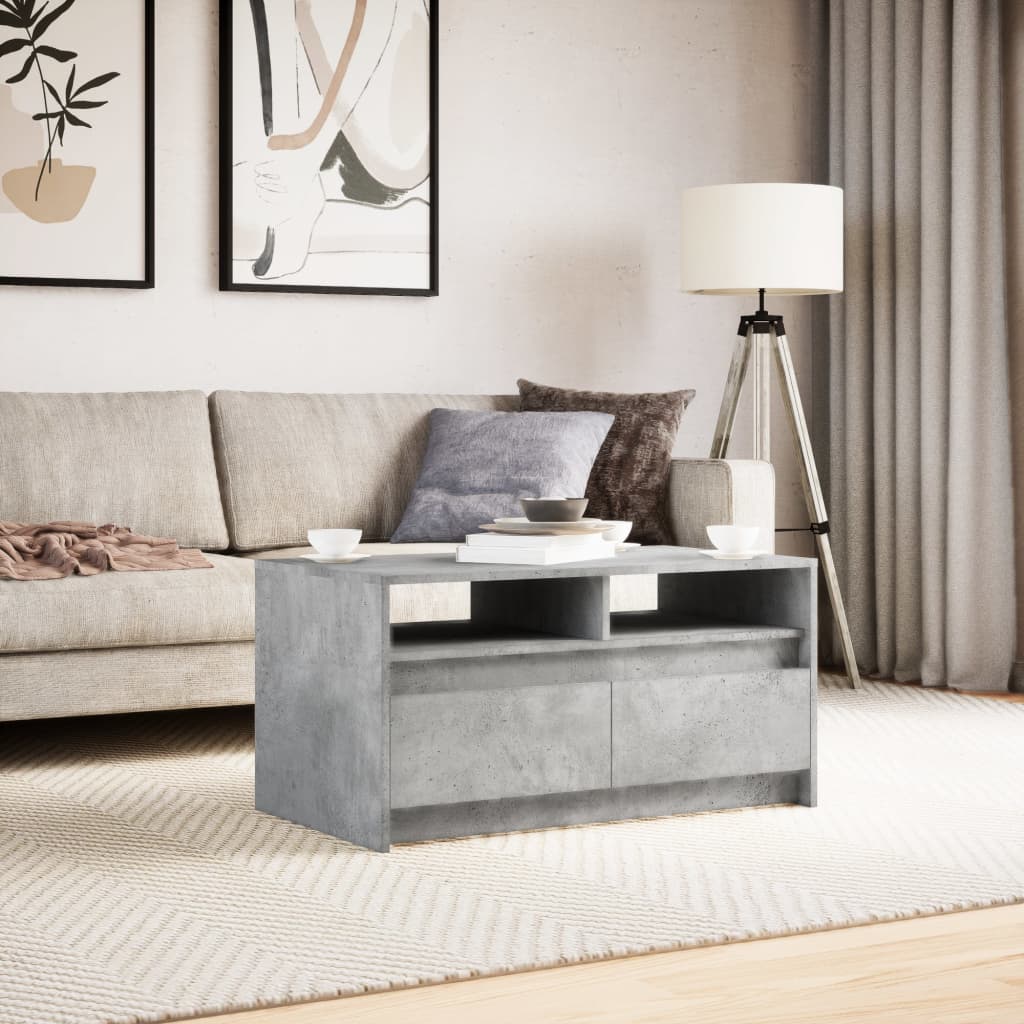 Salontafel met LED-verlichting bewerkt hout betongrijs is nu te koop bij PeponiXL, paradijselijk wonen!