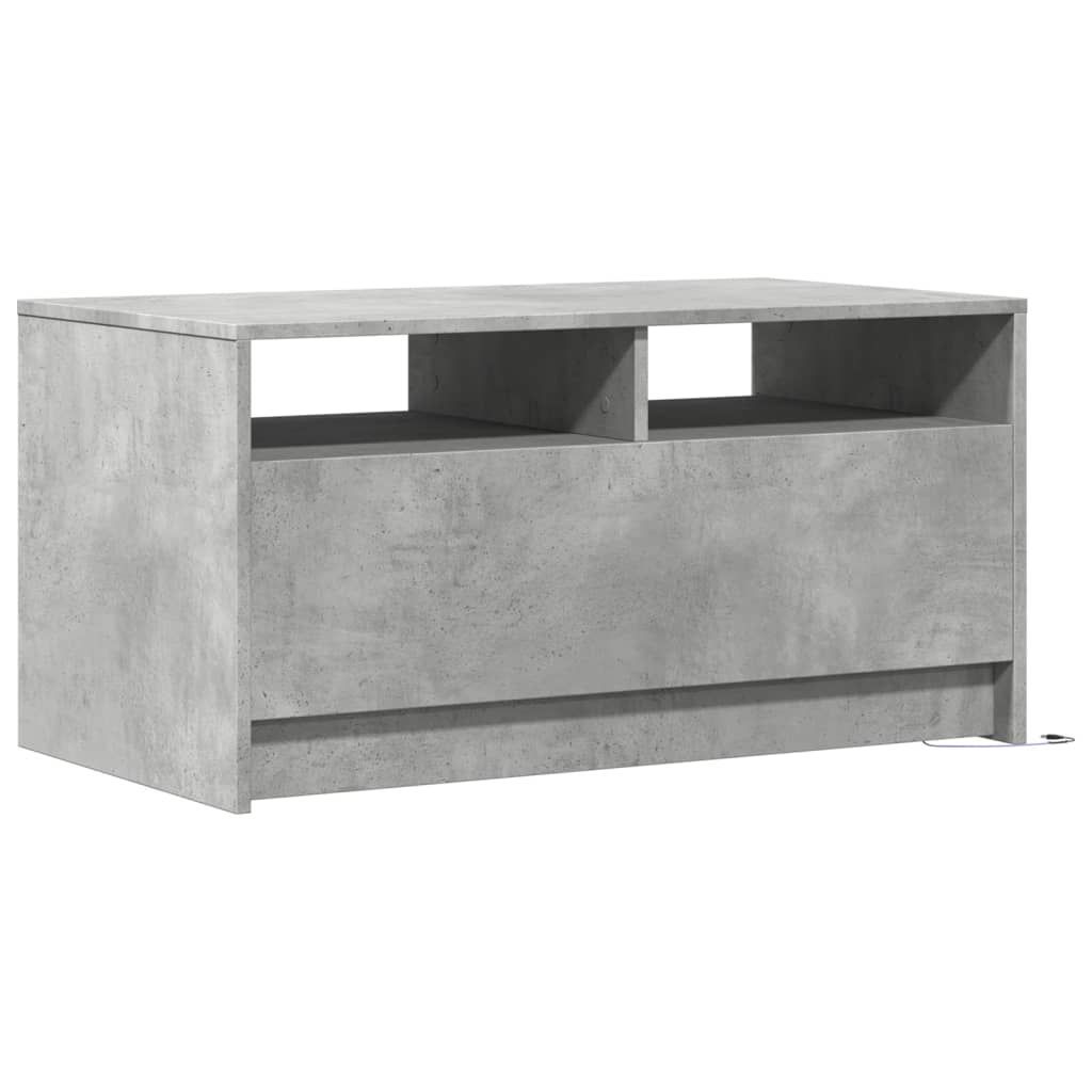 Salontafel met LED-verlichting bewerkt hout betongrijs is nu te koop bij PeponiXL, paradijselijk wonen!