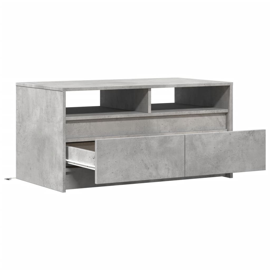 Salontafel met LED-verlichting bewerkt hout betongrijs is nu te koop bij PeponiXL, paradijselijk wonen!
