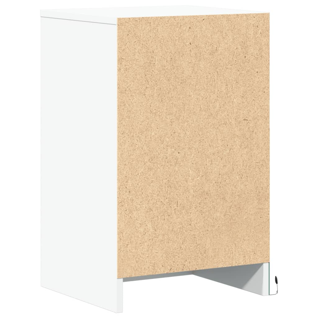 Nachtkastje met LED-verlichting bewerkt hout wit is nu te koop bij PeponiXL, paradijselijk wonen!