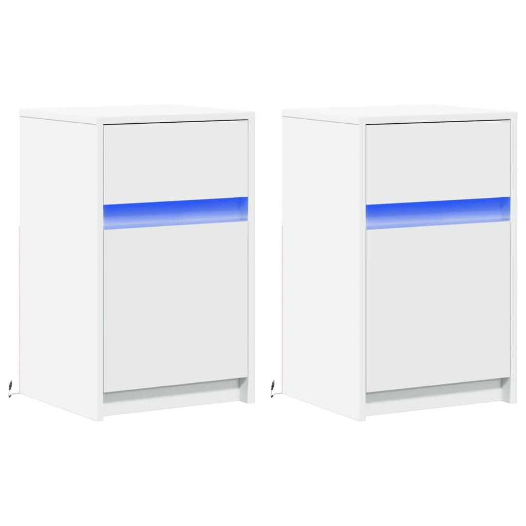 Nachtkastjes met LED-verlichting 2 st bewerkt hout wit is nu te koop bij PeponiXL, paradijselijk wonen!