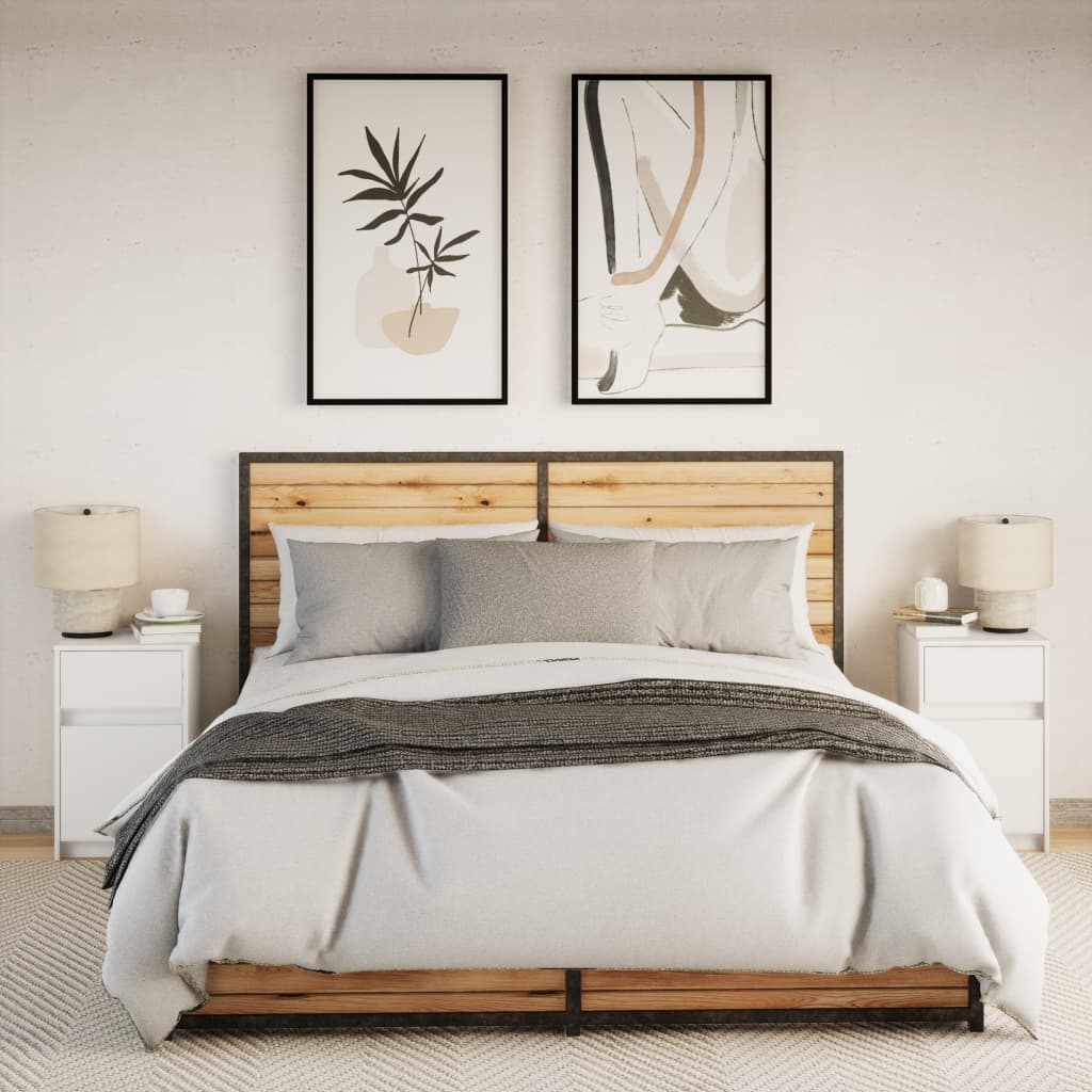 Nachtkastjes met LED-verlichting 2 st bewerkt hout wit is nu te koop bij PeponiXL, paradijselijk wonen!