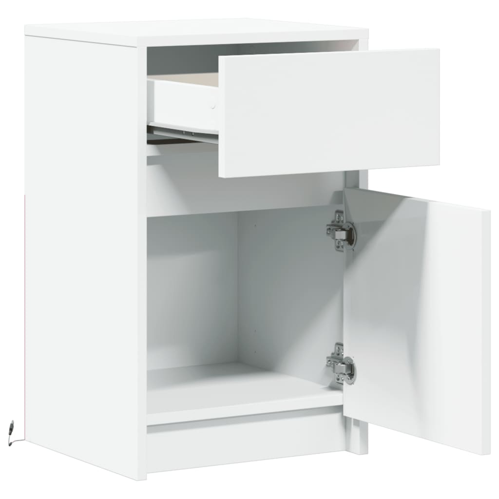 Nachtkastjes met LED-verlichting 2 st bewerkt hout wit is nu te koop bij PeponiXL, paradijselijk wonen!