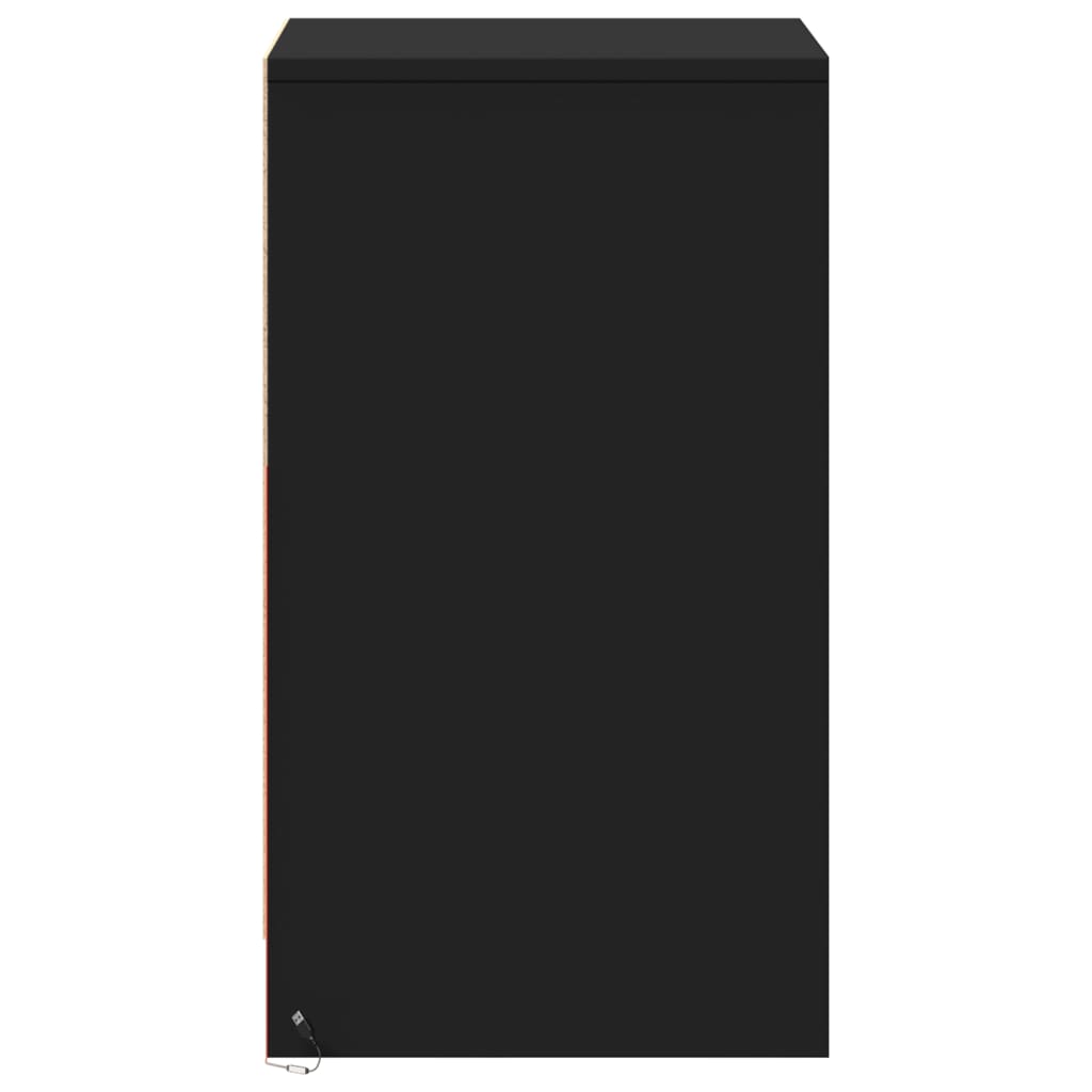 Nachtkastje met LED-verlichting bewerkt hout zwart is nu te koop bij PeponiXL, paradijselijk wonen!