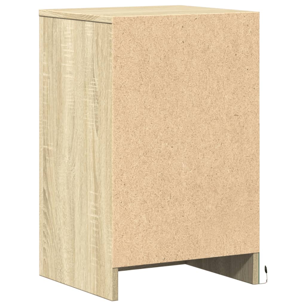 Nachtkastje met LED-verlichting bewerkt hout sonoma eikenkleur is nu te koop bij PeponiXL, paradijselijk wonen!