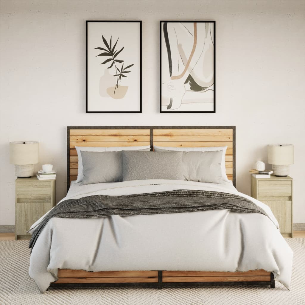 Nachtkastjes met LED-verlichting 2 st bewerkt hout sonoma eiken is nu te koop bij PeponiXL, paradijselijk wonen!