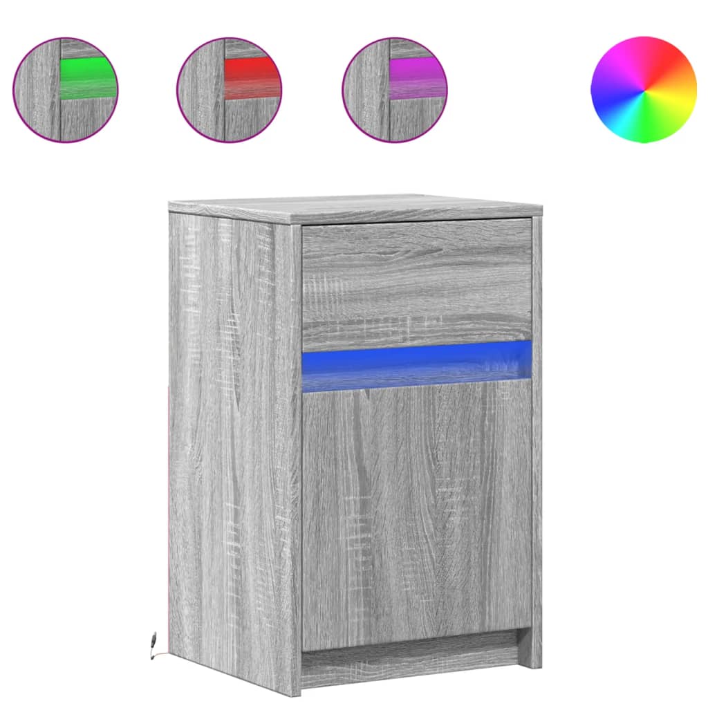 Nachtkastjes met LED-verlichting 2 st bewerkt hout grijs sonoma is nu te koop bij PeponiXL, paradijselijk wonen!