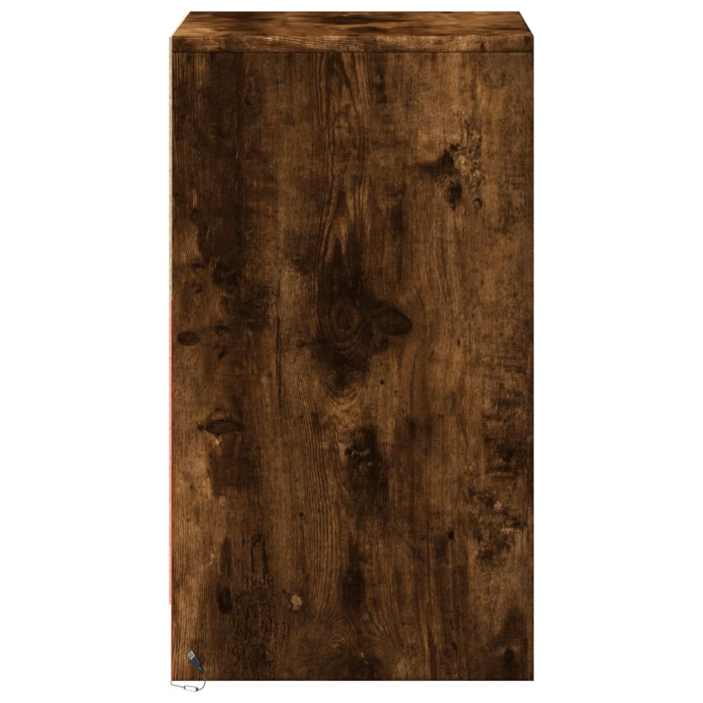 nachtkastje met LED-verlichting bewerkt hout gerookt eikenkleur is nu te koop bij PeponiXL, paradijselijk wonen!